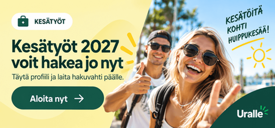 Kesätyöt 2027, voit hakea jo nyt